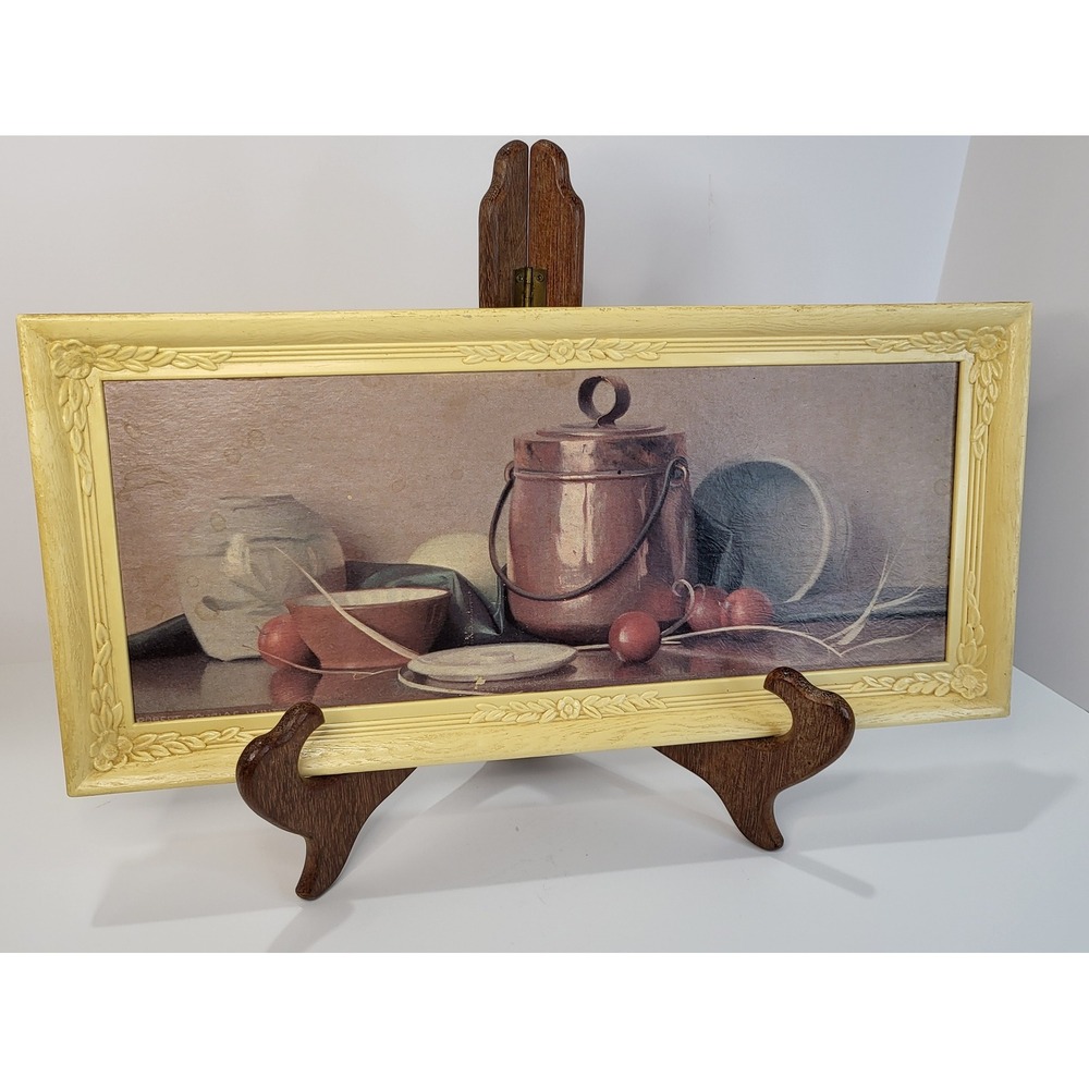 Vintage Robert Douglas Still Life Framed Art Print Rustic Copper Pot Kitchen